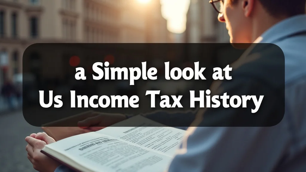 The image shows historical documents and charts illustrating the evolution of U.S. income tax.
