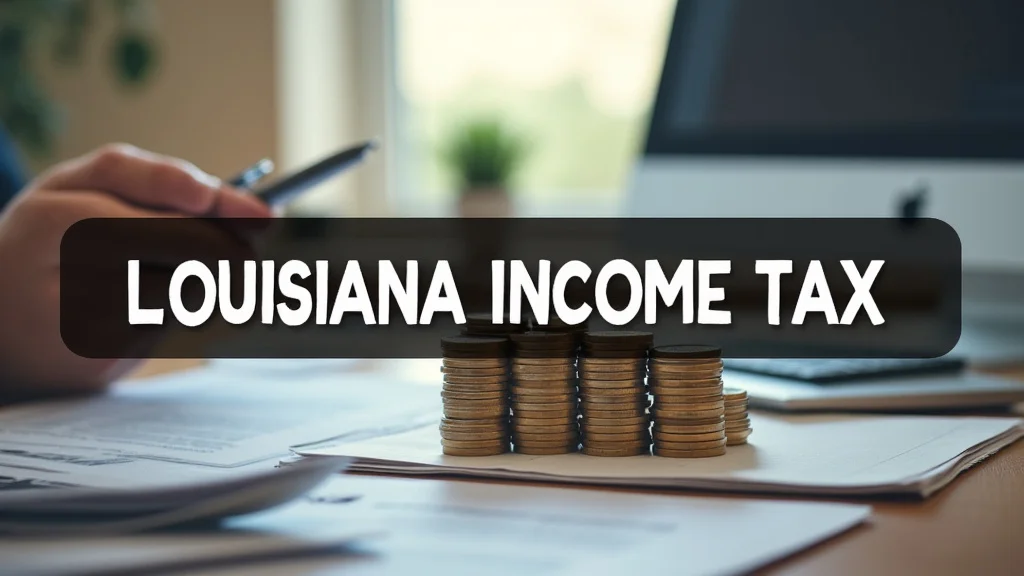 This image shows a stylized tax form with Louisiana outlines, illustrating Louisiana Income Tax Simplified For You.